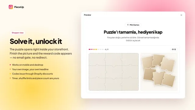 PieceUp: the shopper solves the puzzle and earns the discount.
