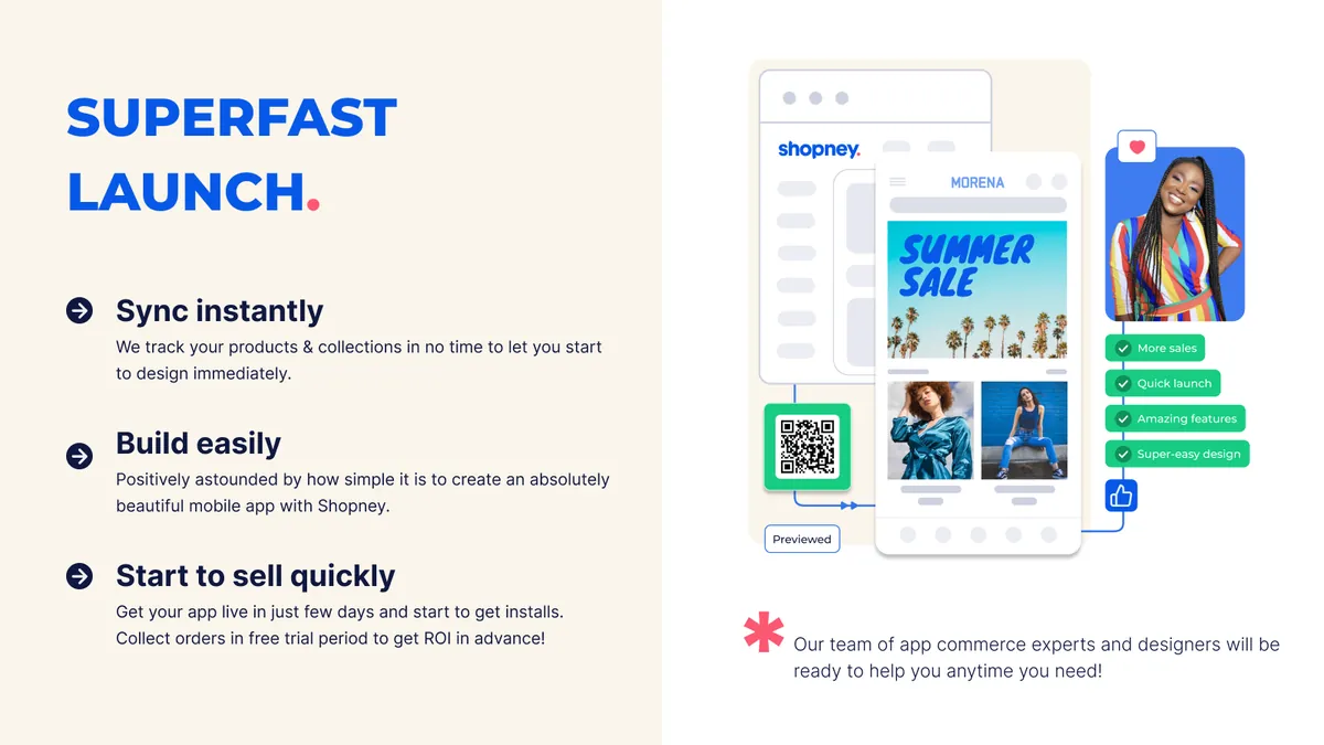 Shopney: turn your store into iOS and Android apps without code.